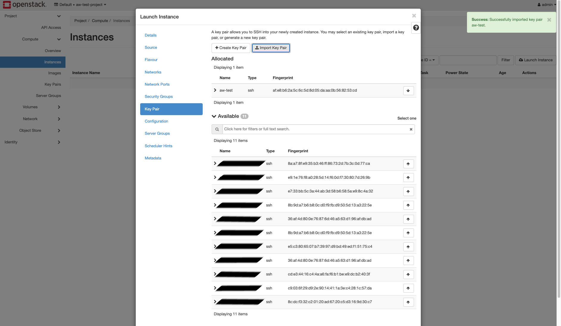 Launch Instance - Key Pair