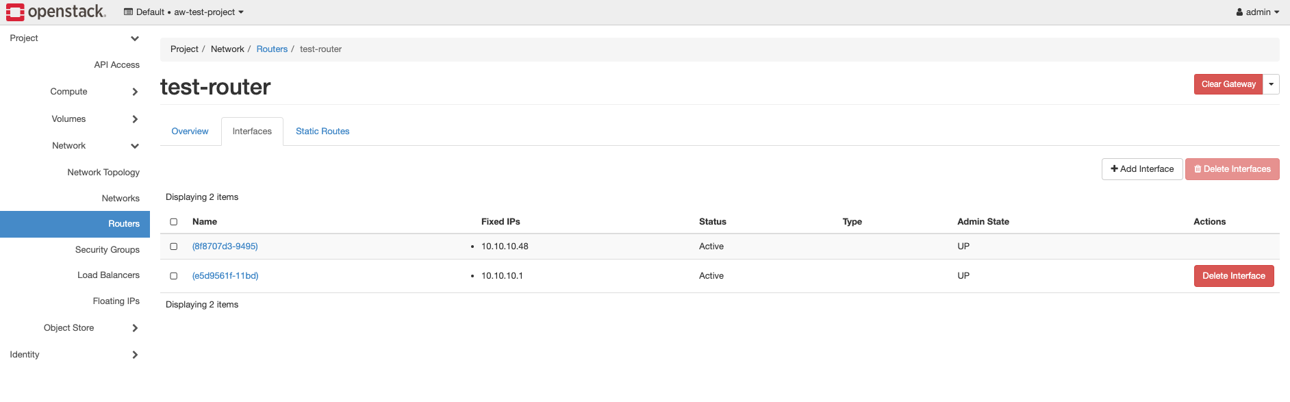 Openstack Router with two interfaces