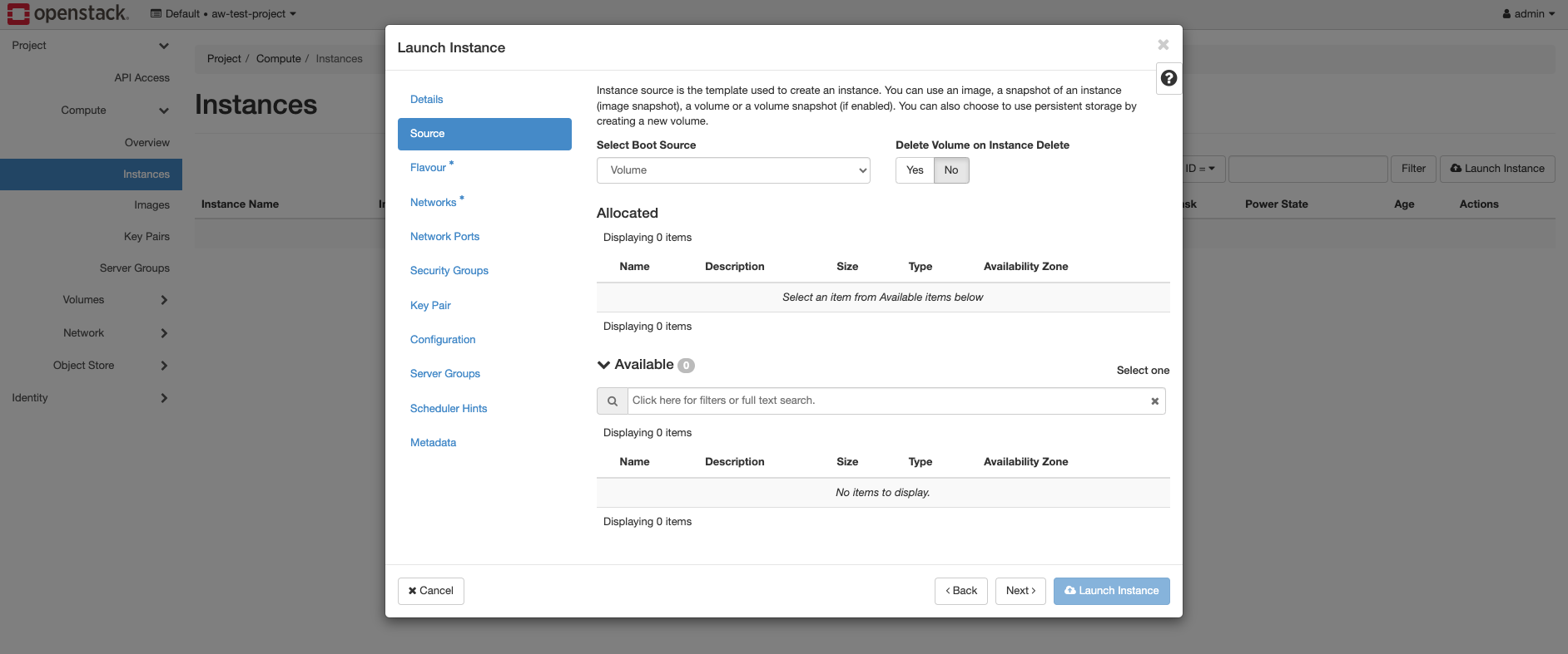 Launch Instance - Source